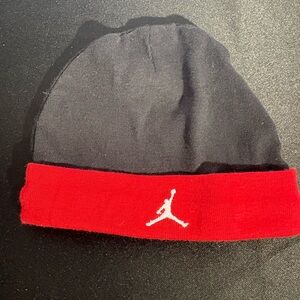 Jordan Black and Red Knit Beanie with Jumpman Detail